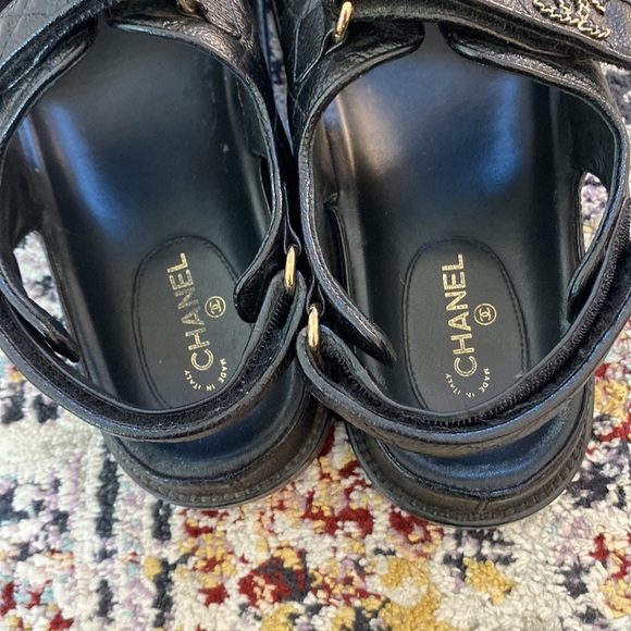 Chanel black leather cc GHW dad sandals 40C - Picture 6 of 9